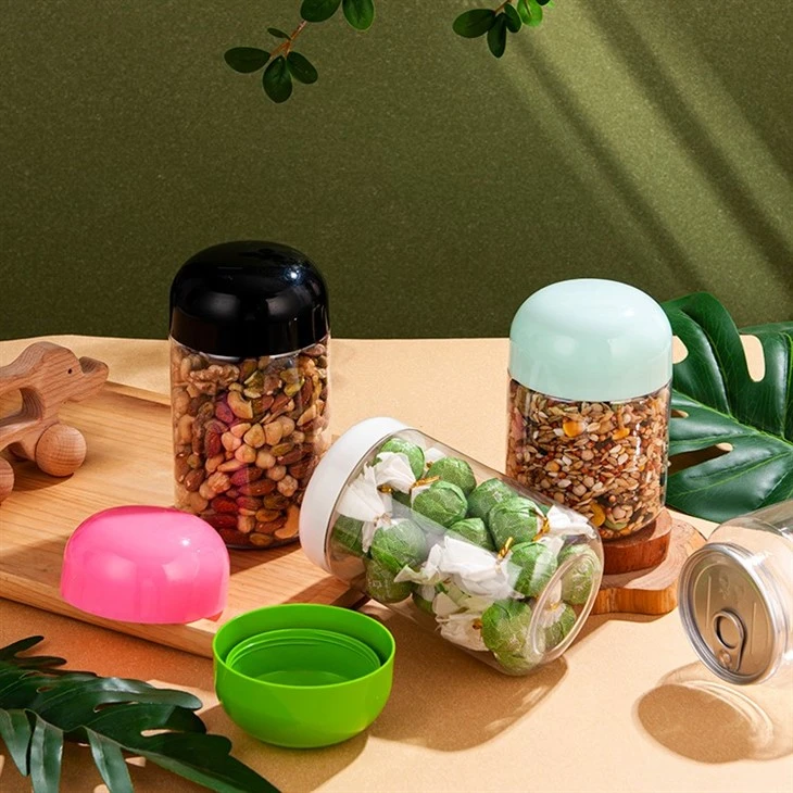 550ml Plastic Clear Jars With Pink Caps