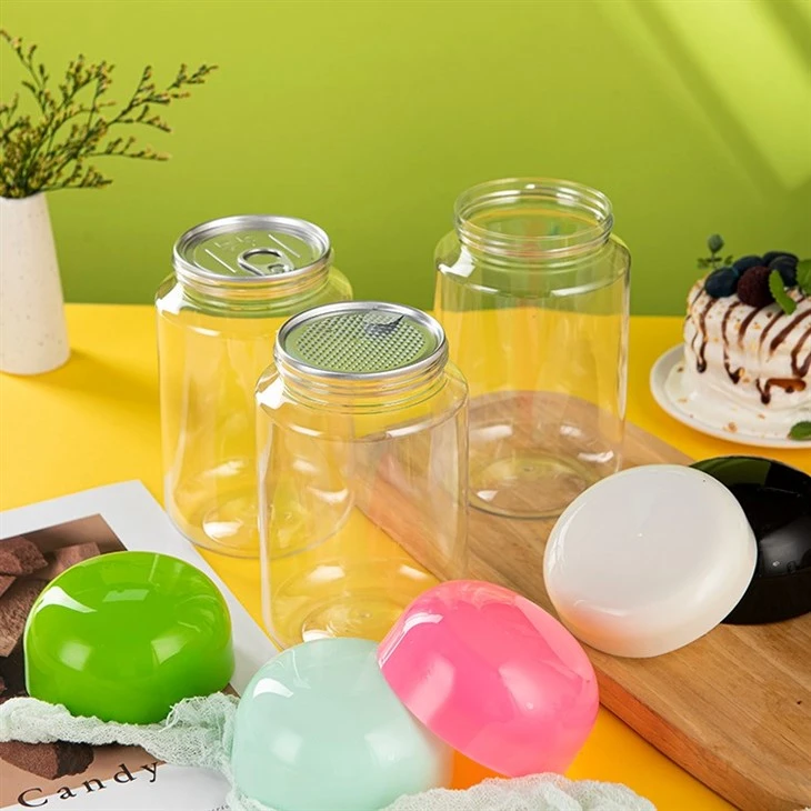 550ml Plastic Clear Jars With Pink Caps