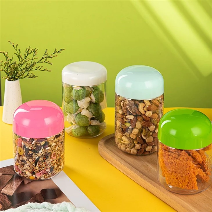 550ml Plastic Clear Jars With Pink Caps